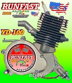 100cc 2 Stroke Real YD100 Motorized Bicycle Engine Motor + FASTER POWER PIPE