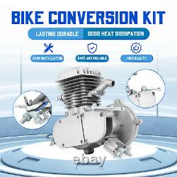 2 Stroke 80cc Motor Engine Kit Gas Petrol For Motorized Bicycle Bike Silver Pipe