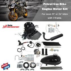 2 Stroke 80cc Petrol Gas Bike Engine Motor Kit Set Motorized Bicycle pipe