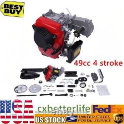 49CC 4 Stroke Petrol Motorized Bike Engine Motor Kit Belt Gear Chain Drive 142F