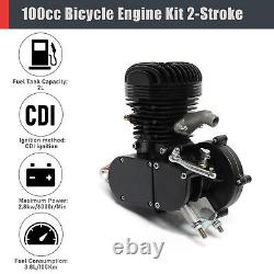 Full Set 100cc Bicycle Engine 2-Stroke Gas Motorized Motor Bike Modified Black