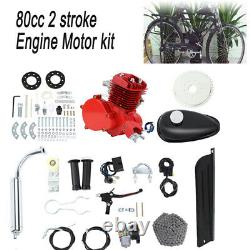 Red 80cc Motorized Bike Bicycle Cycle Petrol Gas Engine Motor Kit 2 Stroke DIY
